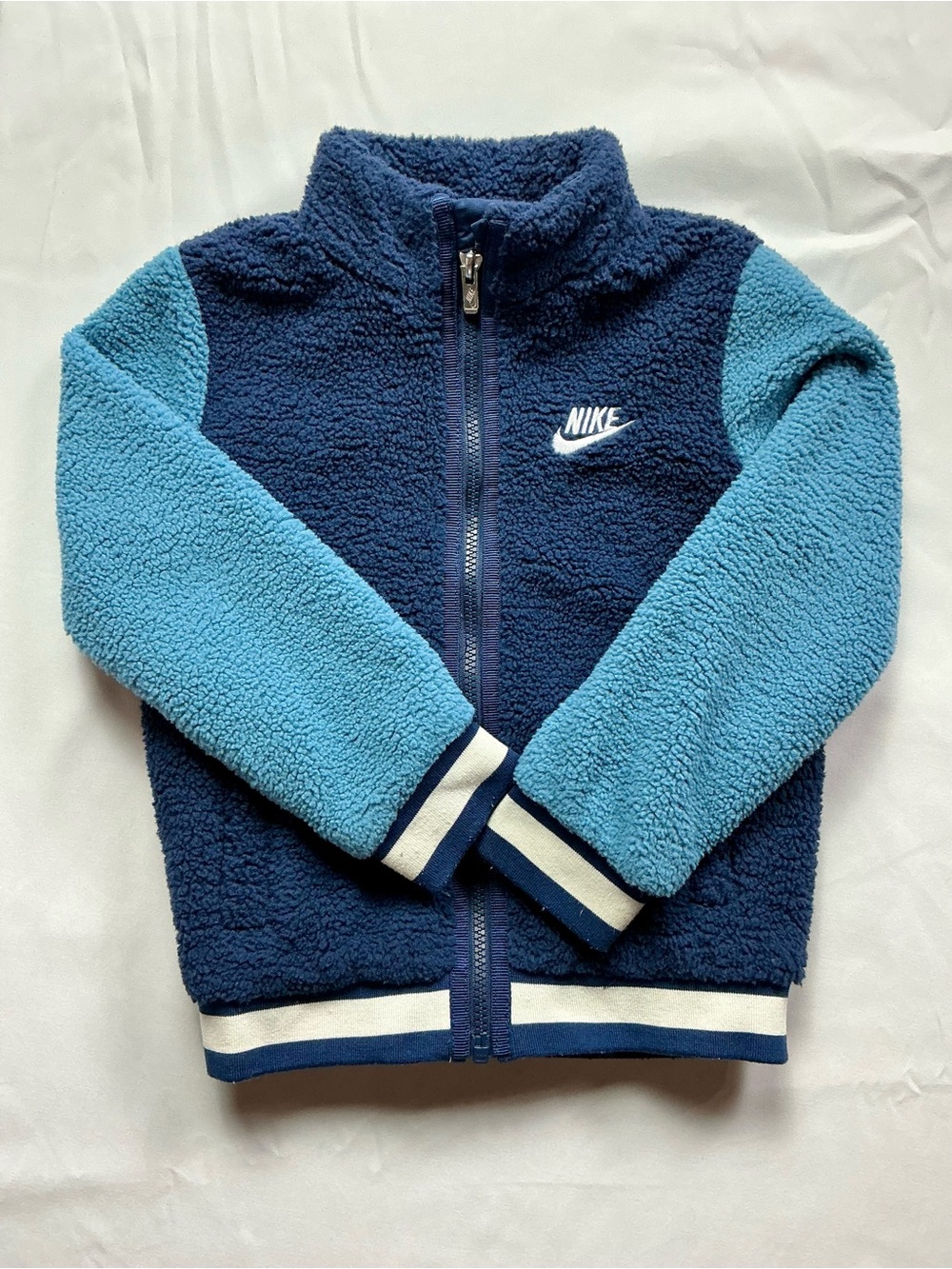 Nike Two-Tone Navy and Light Blue Sherpa Zip Jacket